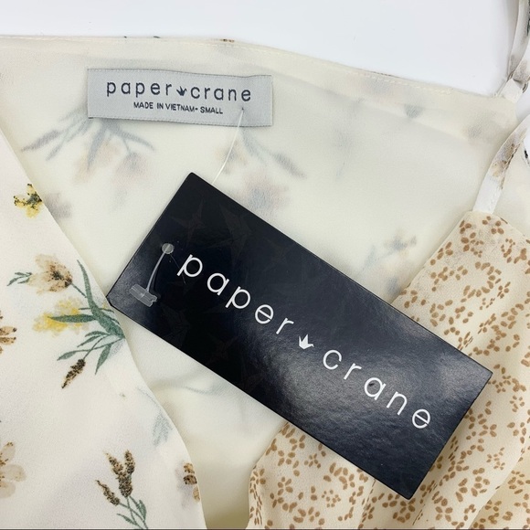 NWT Paper Crane Mixed Floral Print Wrap Style Chiffon Tank Top Size Small - Picture 7 of 8